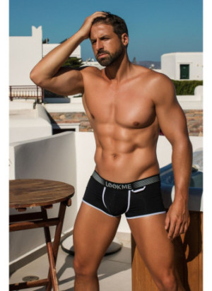 Mini-Pants noir échancré avec zip - LM2003-68BLK